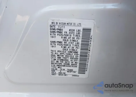 2012 Nissan Rogue Sv W/Sl Pkg из США, поврежденный, VIN JN8AS5MV4CW376286